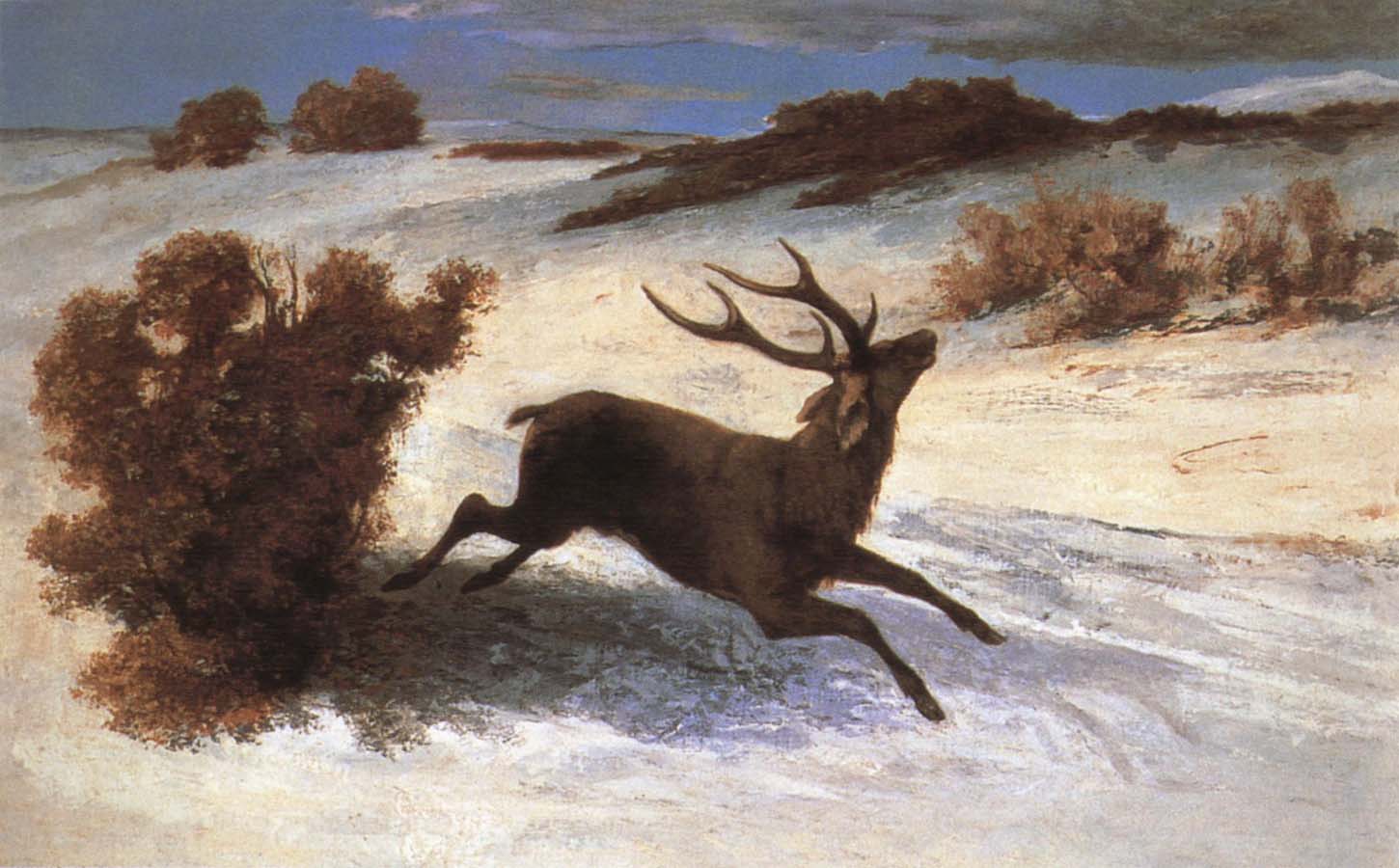 Gustave Courbet The deer running in the snow
